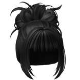 Curly Messy Bun with Bangs Black