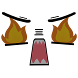 Cute Angry Fire Eyes Face 3D (Orange/Fiery)