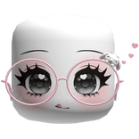 Cute Anime Face W Lovely Rabbit Pink Glasses