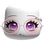 Cute Anime Face W Rabbit Pink Glasses