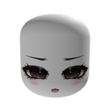 Cute Anime Face with Black Eyes - White