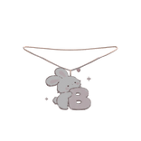 cute b pink bunny initial necklace 3.0
