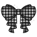 ♡ cute black & white plaid bow