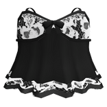 Cute Black Baby Doll White Lace Bow Short Dress