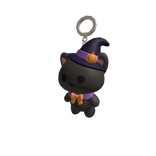 Cute Black Cat Halloween Witch Pumpkin Keychain