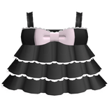 ♡ : cute black layered ruffle baby doll dress