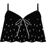 ♡ : cute black polka dot flowy doll bow dress 3.0