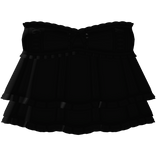 cute black ruffled dress with lace and bow