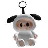 Cute Black White Dog Labubu Plushie Keychain