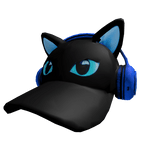 Cute Blue And Black Cat Headphones Cap