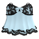 Cute Blue Baby Doll Black Lace Bow Short Dress