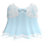Cute Blue Baby Doll White Lace Bow Short Dress