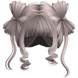 ♡ Cute Bow Pigtails Twirly Bangs Hair (Ash Blonde)