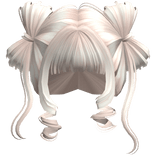 ♡ Cute Bow Pigtails Twirly Bangs Hair (Beige)