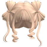 ♡ Cute Bow Pigtails Twirly Bangs Hair (Blonde)