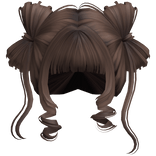 ♡ Cute Bow Pigtails Twirly Bangs Hair (Brown)