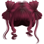 ♡ Cute Bow Pigtails Twirly Bangs Hair (Cherry Red)