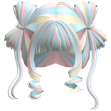 ♡ Cute Bow Pigtails Twirly Bangs Hair (Confetti)