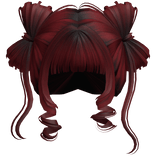 ♡ Cute Bow Pigtails Twirly Bangs Hair (Dark Red)