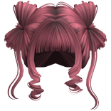 ♡ Cute Bow Pigtails Twirly Bangs Hair (Dusty Pink)