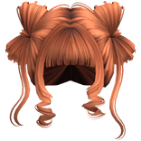 ♡ Cute Bow Pigtails Twirly Bangs Hair (Ginger)