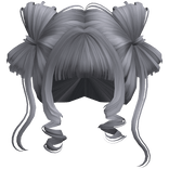 ♡ Cute Bow Pigtails Twirly Bangs Hair (Grey)