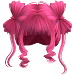 ♡ Cute Bow Pigtails Twirly Bangs Hair (Hot Pink)