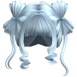 ♡ Cute Bow Pigtails Twirly Bangs Hair (Light Blue)