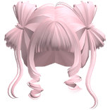 ♡ Cute Bow Pigtails Twirly Bangs Hair (Light Pink)