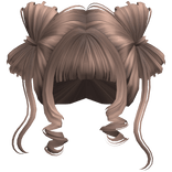 ♡ Cute Bow Pigtails Twirly Bangs Hair (Milktea)