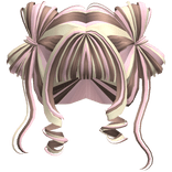 ♡ Cute Bow Pigtails Twirly Bangs Hair (Neapolitan)