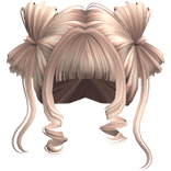 ♡ Cute Bow Pigtails Twirly Bangs Hair (Platinium)