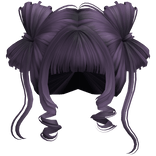 ♡ Cute Bow Pigtails Twirly Bangs Hair (Purple)