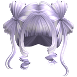 ♡ Cute Bow Pigtails Twirly Bangs Hair (Purple)