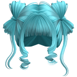 ♡ Cute Bow Pigtails Twirly Bangs Hair (Teal)