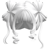♡ Cute Bow Pigtails Twirly Bangs Hair (White)