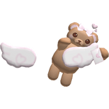 Cute Brown Bear Valentines Angel Wings in Pink
