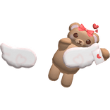 Cute Brown Bear Valentines Angel Wings in Red