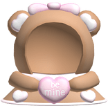 Cute Brown Bear Valentines Hood with Pink Heart