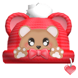 Cute Brown Valentines Bear Beanie in Red