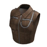 Cute Brown Y2K Plaid Zipper Top