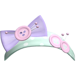 Cute button bow headband in pink green polka dots