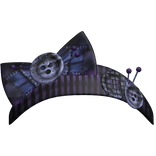 Cute button bow headband in purple & blue stripes