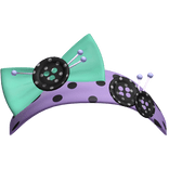 Cute button bow headband in purple teal polka dots