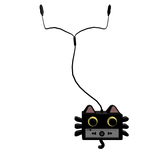 ☆ cute cat music player w/ paw earbuds (black)