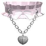 cute choker w chain & wings heart locket pink