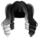 Cute Coiled Curly Pigtails w/ Bang (Black & White)