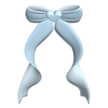 cute curly back bow blue