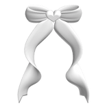 cute curly back bow white
