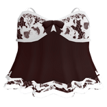 Cute Dark Red Baby Doll White Lace Bow Short Dress
